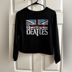 THE BEATLES~~Black semi cropped~ Black long Sleeve Tee~M